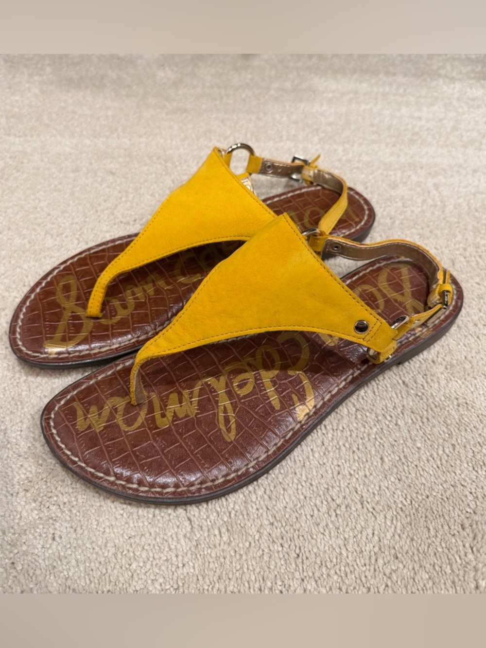 Sam Edelman Greta Yellow Leather Thong Sandals